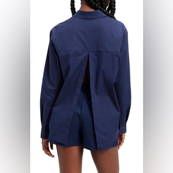 GOOD AMERICAN | Navy Poplin button up | size 1 - Picture 1 of 6